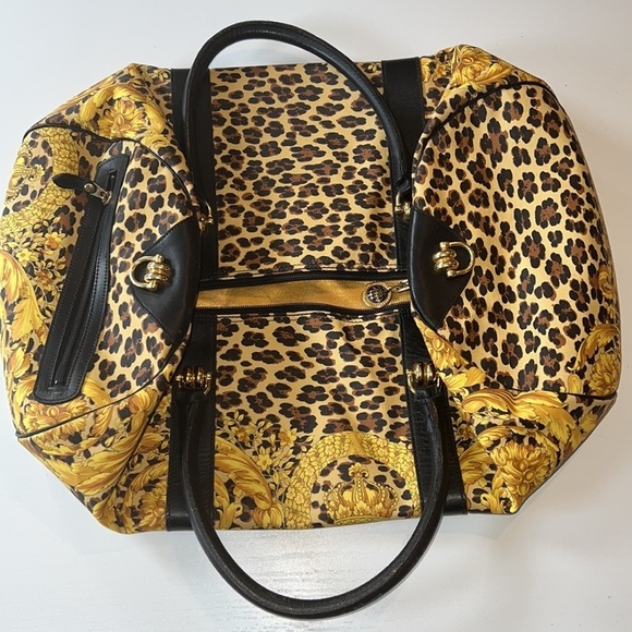 Gianni Versace Vintage Sunburst Leopard Boston Baroque Travel Bag​​ - Picture 3 of 16